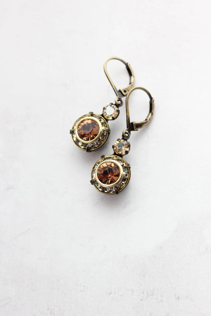 Art Deco Earrings | Honey, Black Diamond & Smoked Topaz