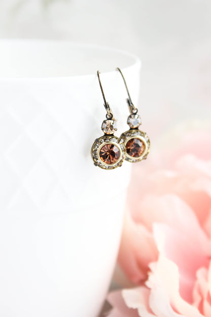 Art Deco Earrings | Honey, Black Diamond & Smoked Topaz