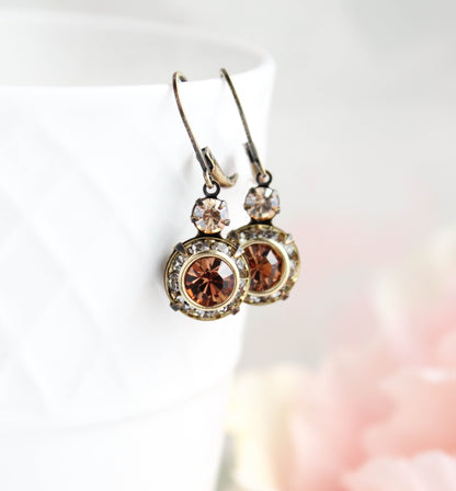 Art Deco Earrings | Honey, Black Diamond & Smoked Topaz