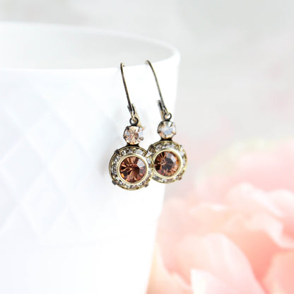 Art Deco Earrings | Honey, Black Diamond & Smoked Topaz