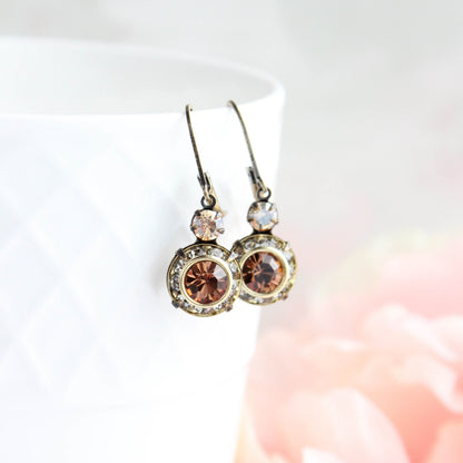 Art Deco Earrings | Honey, Black Diamond & Smoked Topaz