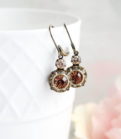 Art Deco Earrings | Honey, Black Diamond & Smoked Topaz