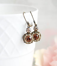 Load image into Gallery viewer, Art Deco Earrings | Honey, Black Diamond &amp; Smoked Topaz
