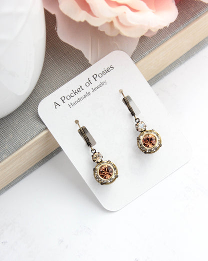 Art Deco Earrings | Honey, Black Diamond & Smoked Topaz