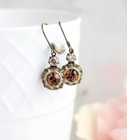 Art Deco Earrings | Honey, Black Diamond & Smoked Topaz