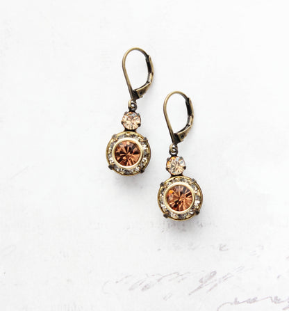 Art Deco Earrings | Honey, Black Diamond & Smoked Topaz