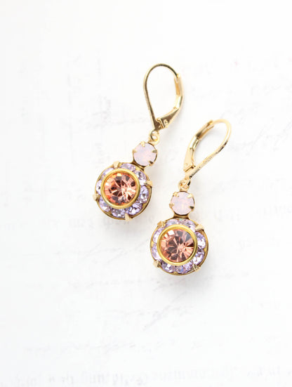 Art Deco Earrings | Rose Pink, Violet Purple and Apricot