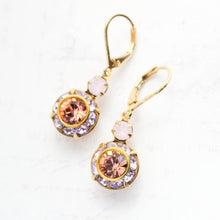Load image into Gallery viewer, Art Deco Earrings | Rose Pink, Violet Purple and Apricot