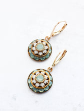 Load image into Gallery viewer, Art Deco Aqua and Opal Earrings