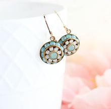 Load image into Gallery viewer, Art Deco Aqua and Opal Earrings