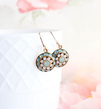 Load image into Gallery viewer, Art Deco Aqua and Opal Earrings