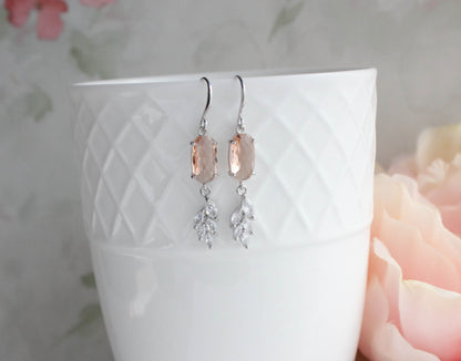 Art Deco Style Glass Curved Leaf Earrings (4 colors)