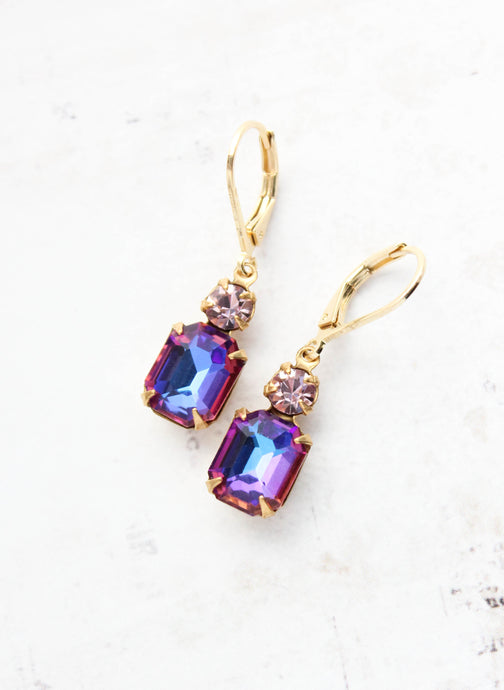 Purple Pink Aurora Glass Earrings