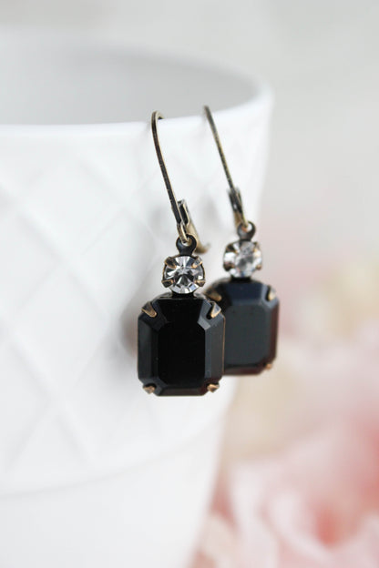 Black Glass Earrings and/or Necklace