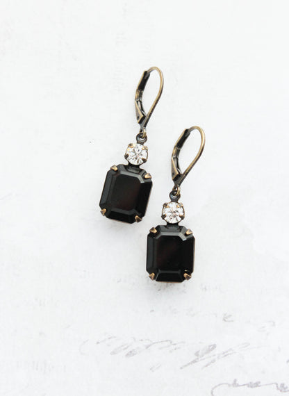 Black Glass Earrings and/or Necklace