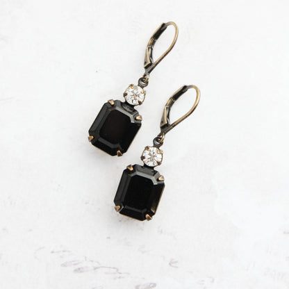 Black Glass Earrings and/or Necklace