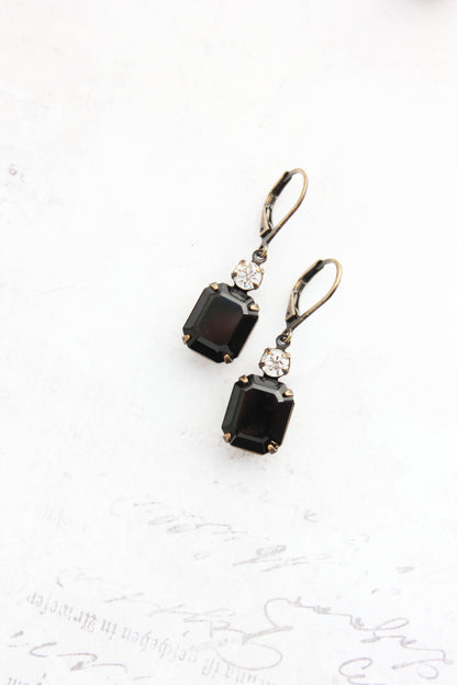 Black Glass Earrings and/or Necklace