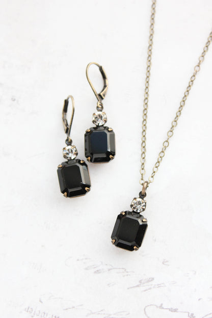 Black Glass Earrings and/or Necklace