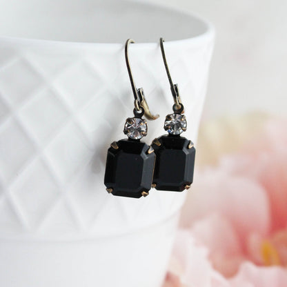 Black Glass Earrings and/or Necklace