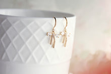 Load image into Gallery viewer, Tiny Crystal Bow Earrings | gold or silver