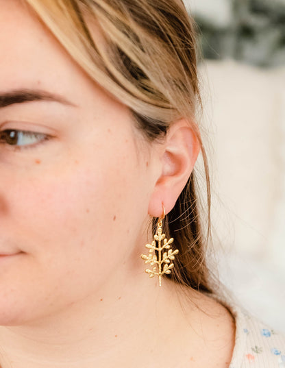 Leafy Tree Earrings  - Gold and Silver