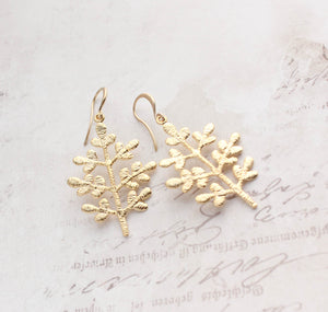Leafy Tree Earrings  - Gold and Silver