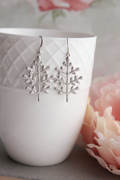 Leafy Tree Earrings  - Gold and Silver