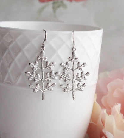 Leafy Tree Earrings  - Gold and Silver