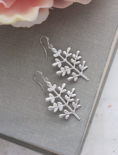 Leafy Tree Earrings  - Gold and Silver