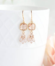 Load image into Gallery viewer, Art Deco Fan Earrings | Peach Blush Glass