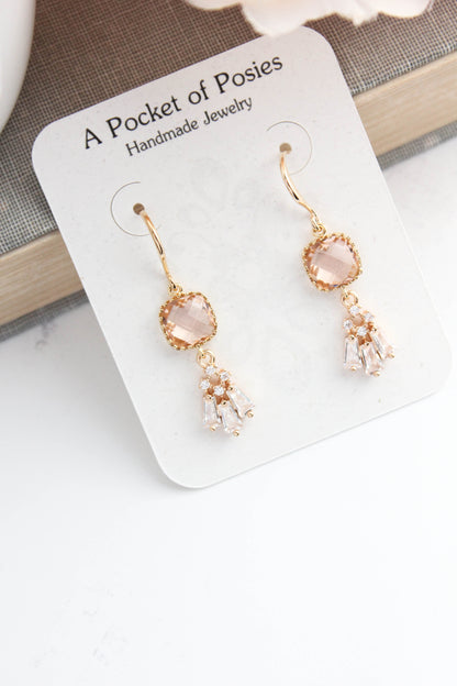 Art Deco Fan Earrings | Peach Blush Glass
