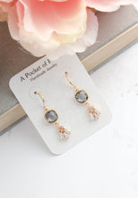 Load image into Gallery viewer, Art Deco Fan Earrings | Smoke Grey Glass