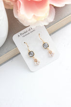 Load image into Gallery viewer, Art Deco Fan Earrings | Smoke Grey Glass