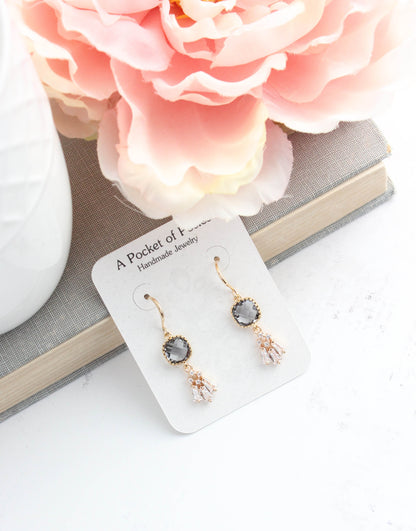 Art Deco Fan Earrings | Smoke Grey Glass