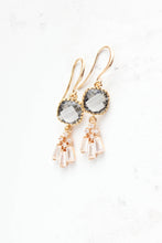 Load image into Gallery viewer, Art Deco Fan Earrings | Smoke Grey Glass