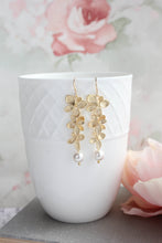 Load image into Gallery viewer, Cascading Orchid Earrings | Gold or Silver with Pearl Drop