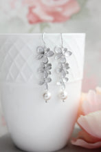 Load image into Gallery viewer, Cascading Orchid Earrings | Gold or Silver with Pearl Drop