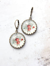 Load image into Gallery viewer, Red Rose Earrings | Vintage Style Botanical Earrings
