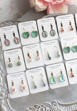 Load image into Gallery viewer, Floral Earrings | Vintage Style Botanical | Oval Domed Cab