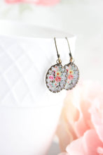 Load image into Gallery viewer, Floral Earrings | Vintage Style Botanical | Oval Domed Cab