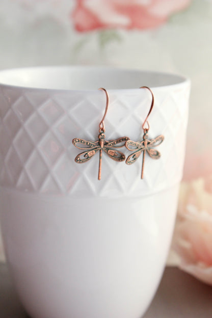 Dragonfly Earrings | Mint Patina Copper