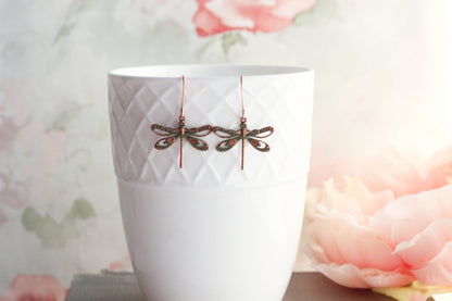 Dragonfly Earrings | Mint Patina Copper