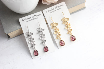Cascading Orchid Earrings (2 Options) Dusty Rose Plum