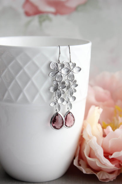 Cascading Orchid Earrings (2 Options) Dusty Rose Plum