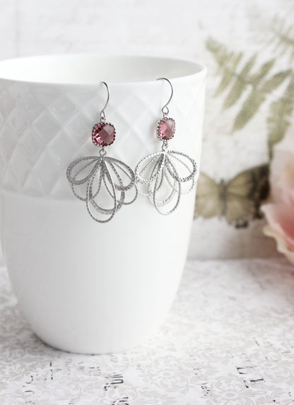 Silver Loop Earrings | Dusty Rose Plum