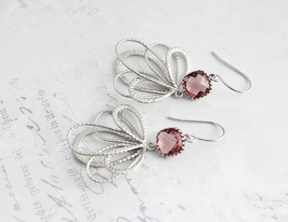 Silver Loop Earrings | Dusty Rose Plum