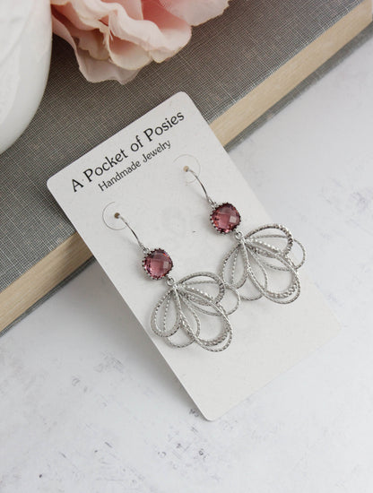 Silver Loop Earrings | Dusty Rose Plum