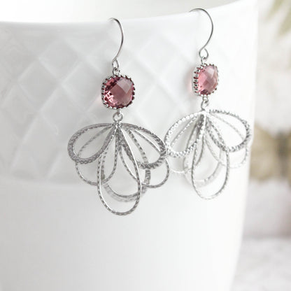 Silver Loop Earrings | Dusty Rose Plum