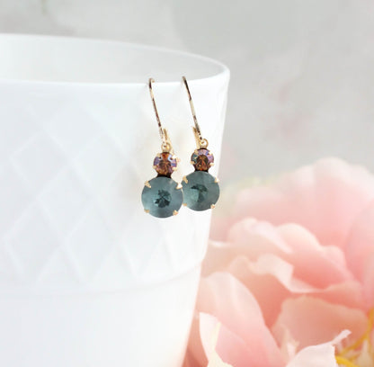 Little Dusty Sea Blue Glass Drop Earrings