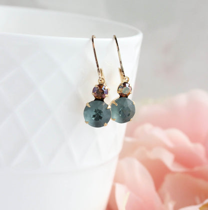 Little Dusty Sea Blue Glass Drop Earrings